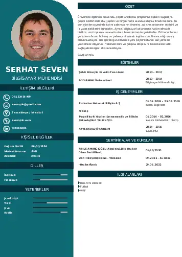 Bilgisayar Mühendisi CV Örnekleri cv indir